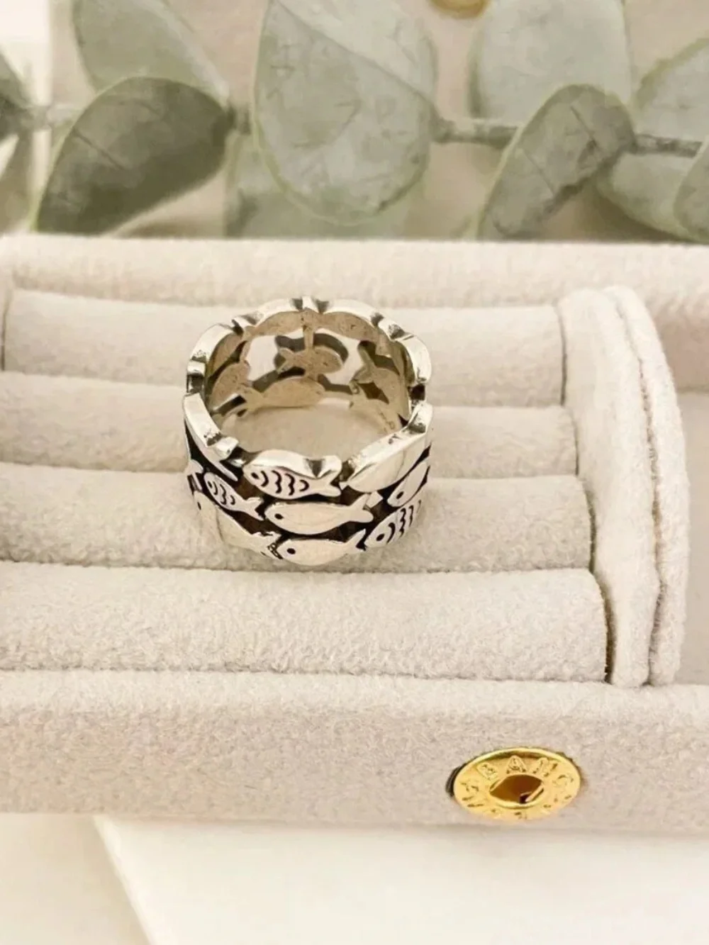 925 Sterling Silver Fish Ring School of Fish Ring Dainty Fish Ring Band